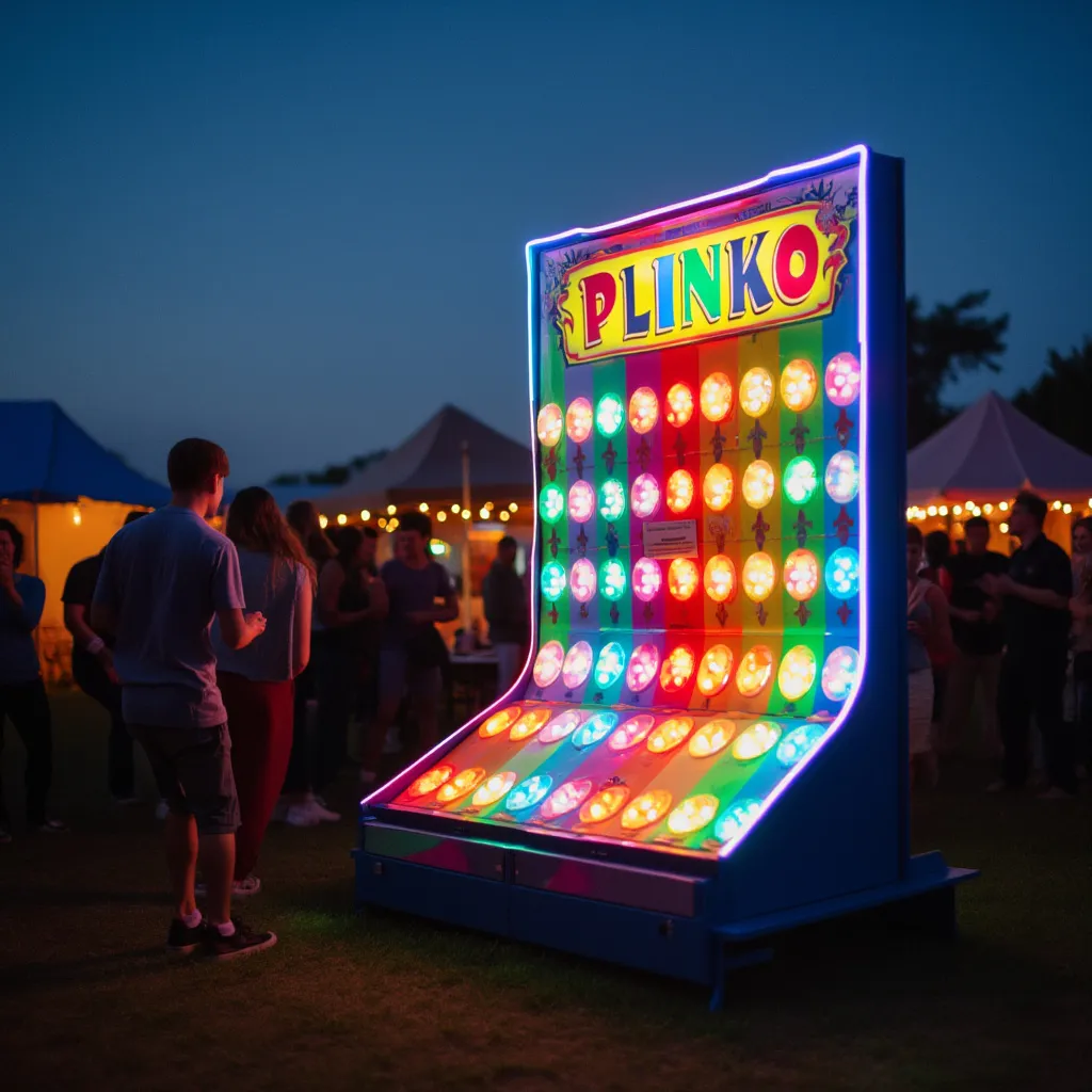 Plinko board at a vibrant night event